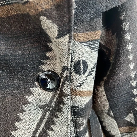 Coldwater Creek Southwestern Wool Blanket Wrap Coat Western Equestrian Aztec M - Picture 9 of 12